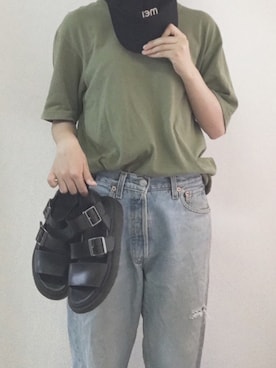 「Dr. Martens（ドクターマーチン）のDr.Martens　GRYPHON（サンダル）」を使った、なかさん（レディース・155cm）の夏コーディネート