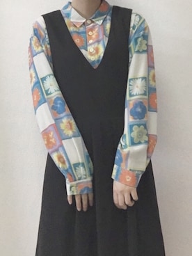 「archives（アルシーヴ）のアイテム（ジャンパースカート）」を使った、なかさん（レディース・155cm）の夏コーディネート