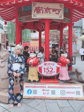 「着物」｜「アイテム（サンダル）」を使った、ゆにょさん（レディース・157cm）の夏コーディネート