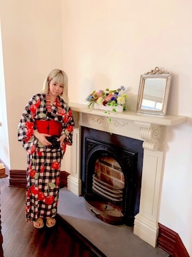 「着物」｜「アイテム（サンダル）」を使った、ゆにょさん（レディース・157cm）の夏コーディネート
