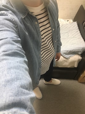 「ワッフルクルーネックＴ」｜「アイテム（スリッポン）」を使った、りゅうたさん（メンズ・160cm）の夏コーディネート