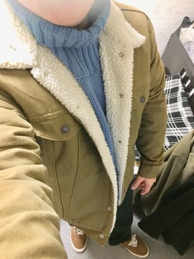 「ブルーニット」｜「アイテム（ブルゾン）」を使った、りゅうたさん（メンズ・158cm）の冬コーディネート