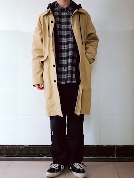 「5cm（ファイブシーエム）のアイテム」を使った、一石子さん（メンズ・175cm）の春コーディネート