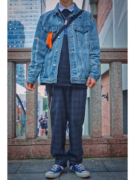 「OXYGEN（オキシゲン）のアイテム（ジャケット/アウター）」を使った、一石子さん（メンズ・175cm）の春コーディネート