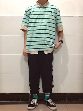「CONVERSE（コンバース）のアイテム（レッグウェア）」を使った、一石子さん（メンズ・175cm）の春コーディネート