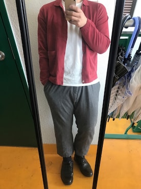 「アイテム（スーツパンツ、グリーン系）」を使った、はせをさん（メンズ・183cm）の春コーディネート