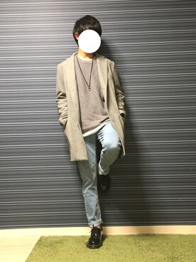 「RAGEBLUE（レイジブルー）の＜トレンドのロング丈＞ワッフルロングカットソー/733404（Tシャツ/カットソー）」を使った、SEIJIさん（メンズ・171cm）の冬コーディネート