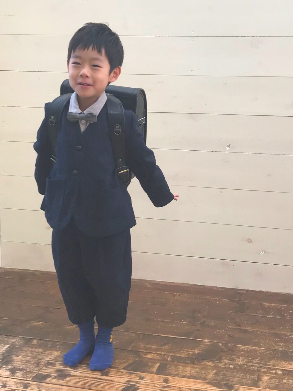 「入学式、男の子コーデ、入学式コーデ、codamari、H&M、BIEN A BIEN」｜「鞄工房山本のアイテム（ランドセル、ブラック系）」を使った、tomoさん（キッズ・120cm）の春コーディネートの1枚目の写真