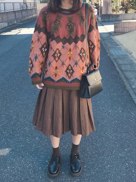 「アグリーセーター」｜のんこさん（レディース・160cm）の冬コーディネート
