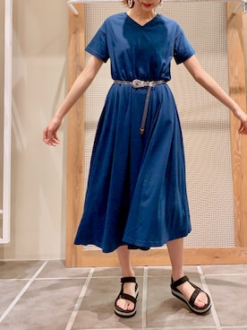 「アイテム（ワンピース/ドレス、ブルー系）」を使った、mikaさん（レディース・165cm）の夏コーディネート
