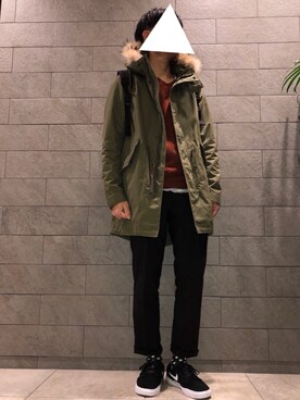「LOUNGE LIZARD（ラウンジリザード）のアイテム（モッズコート）」を使った、   KtAさん（メンズ・168cm）の冬コーディネート
