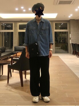 「オールスター」｜「アイテム（ハンチング/ベレー帽）」を使った、   KtAさん（メンズ・168cm）の秋コーディネート