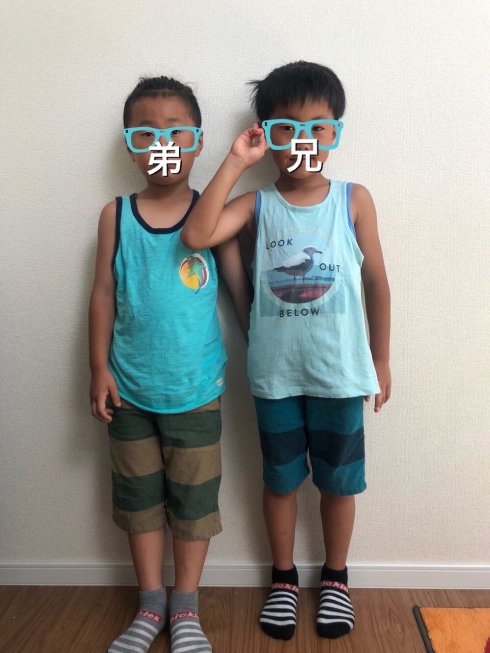 「GUのアイテム（その他パンツ、その他）」を使った、ゆうてるさん（キッズ・120cm）の夏コーディネートの1枚目の写真