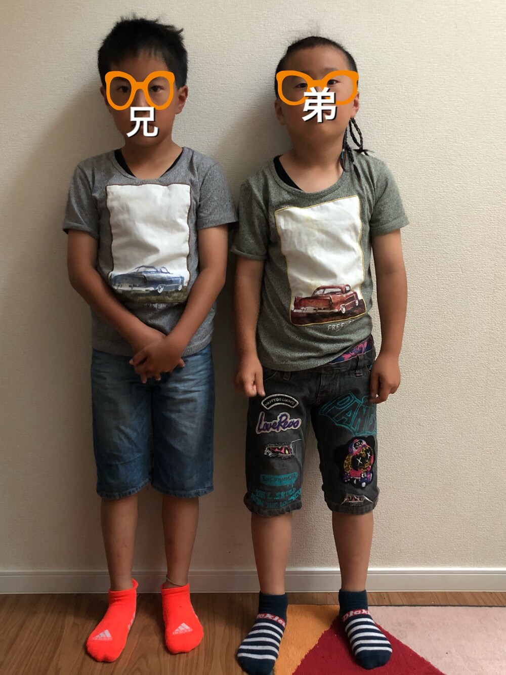 「パシオスのアイテム（Tシャツ/カットソー、グリーン系）」を使った、ゆうてるさん（キッズ・125cm）の春コーディネートの1枚目の写真