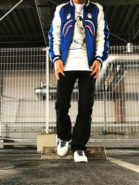 「AAPE BY A BATHING APE（エーエイプバイアベイシングエイプ）のアイテム（ジャケット/アウター）」を使った、つばささん（メンズ・174cm）の冬コーディネート