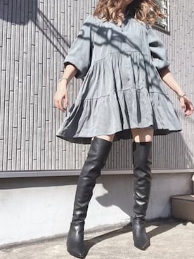 「ミニワンピ」｜Yukiさん（レディース・158cm）の秋コーディネート