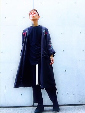 「ロングカーディガン」｜「アイテム（その他アウター）」を使った、TETUさん（メンズ・174cm）の秋コーディネート