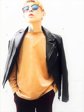 「STUDIOUS SELECT(STUDIOUS SELECT)」｜「アイテム（ライダースジャケット）」を使った、TETUさん（メンズ・174cm）の冬コーディネート