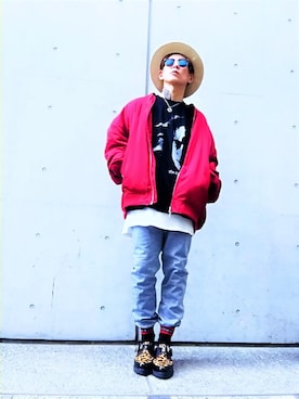 「PUNYUS（プニュズ）のアイテム（ジャケット/アウター）」を使った、TETUさん（メンズ・174cm）の春コーディネート