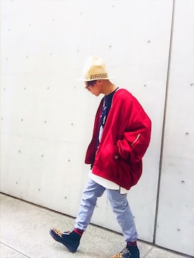 「PUNYUS（プニュズ）のアイテム（ジャケット/アウター）」を使った、TETUさん（メンズ・174cm）の春コーディネート