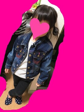 「no brand（ノーブランド）のアイテム（デニムジャケット）」を使った、なっちゃんさん（キッズ・90cm）の秋コーディネート