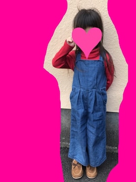 「OLD NAVY（オールドネイビー）のアイテム（オールインワン・サロペット）」を使った、なっちゃんさん（キッズ・90cm）の秋コーディネート