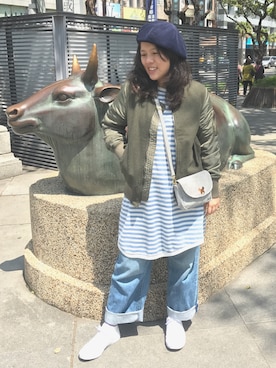 「TESTIFY（テスティファイ）のアイテム（ハンチング/ベレー帽）」を使った、sumiさん（レディース・158cm）の春コーディネート