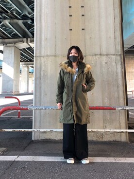 「AVIREX（アヴィレックス）のアイテム（モッズコート）」を使った、Hitomiさん（レディース・161cm）の秋コーディネート
