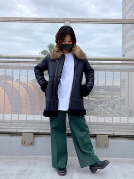 「AVIREX（アヴィレックス）のアイテム（ムートンコート）」を使った、Hitomiさん（レディース・161cm）の秋コーディネート