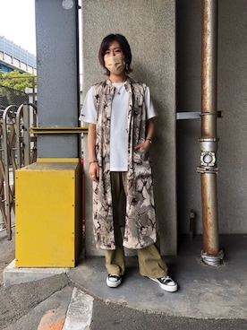 「AVIREX（アヴィレックス）のアイテム（シャツワンピース）」を使った、Hitomiさん（レディース・161cm）の春コーディネート