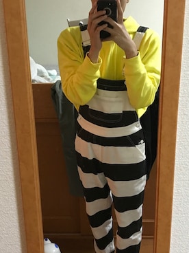 「HEPのアイテム（オールインワン・サロペット、ホワイト系）」を使った、山中俊幸さん（メンズ・174cm）の秋コーディネート