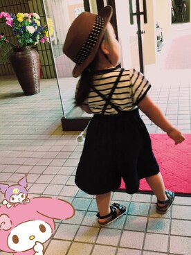 「Moujonjon（ムージョンジョン）のアイテム（オールインワン・サロペット）」を使った、akariさん（キッズ・90cm）の秋コーディネート