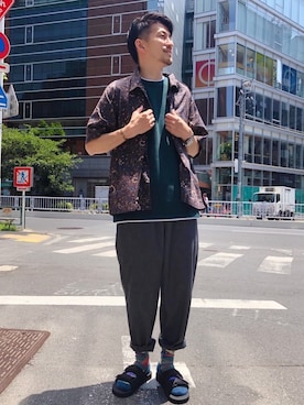 「CAMP7（キャンプセブン）のアイテム（サンダル）」を使った、1980080320140626sさん（メンズ・174cm）の夏コーディネート