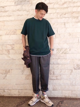 「アイテム（Tシャツ/カットソー、グリーン系）」を使った、1980080320140626sさん（メンズ・174cm）の夏コーディネート