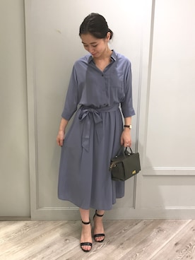「Rouge vif（ルージュヴィフ）のアイテム（シャツワンピース）」を使った、saya415さん（レディース・158cm）の夏コーディネート
