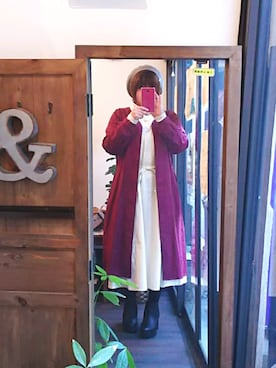 「studio CLIP（スタディオクリップ）のアイテム（ノーカラージャケット）」を使った、しゅう。さん（レディース・153cm）の冬コーディネート