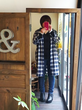 「ぽっちゃり、スキニーデニム」｜「アイテム（シューズ）」を使った、しゅう。さん（レディース・153cm）の冬コーディネート