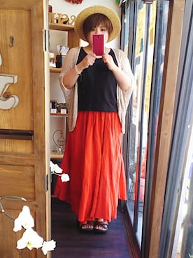 「ぽっちゃり、夏」｜「アイテム（スカート）」を使った、しゅう。さん（レディース・153cm）の夏コーディネート