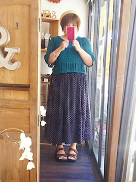 「水玉」｜「アイテム（ハンチング/ベレー帽）」を使った、しゅう。さん（レディース・153cm）の夏コーディネート