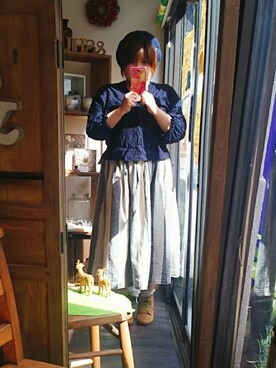 「スカラップ」｜「アイテム（ハンチング/ベレー帽）」を使った、しゅう。さん（レディース・153cm）の秋コーディネート