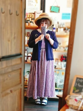 「アイテム（ブローチ/コサージュ、パープル系）」を使った、しゅう。さん（レディース・153cm）の夏コーディネート