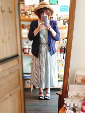 「アイテム（ブローチ/コサージュ、パープル系）」を使った、しゅう。さん（レディース・153cm）の夏コーディネート