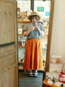 「ぽっちゃり、夏」｜「アイテム（スカート）」を使った、しゅう。さん（レディース・153cm）の夏コーディネート