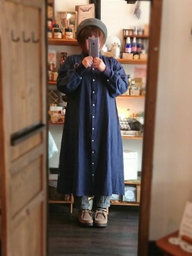 「アイテム（ブローチ/コサージュ、パープル系）」を使った、しゅう。さん（レディース・153cm）の冬コーディネート