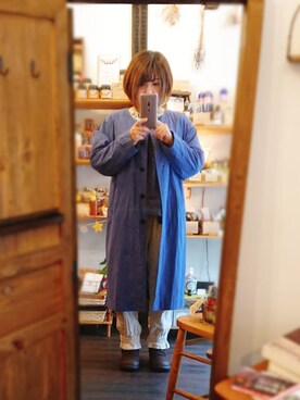 「studio CLIP（スタディオクリップ）のアイテム（ノーカラージャケット）」を使った、しゅう。さん（レディース・153cm）の秋コーディネート