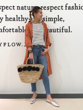 「BAYFLOW(BAYFLOW)」｜「アイテム（シャツワンピース）」を使った、bonachinさん（レディース・168cm）の春コーディネート