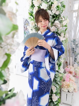 「アイテム（浴衣）」を使った、KYOETSUさん（レディース・163cm）の夏コーディネート