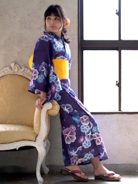 「アイテム（浴衣）」を使った、KYOETSUさん（レディース・158cm）の夏コーディネート
