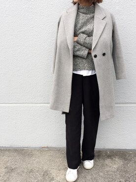 「CLANE（クラネ）のアイテム（チェスターコート）」を使った、cota_raさん（レディース・168cm）の冬コーディネート