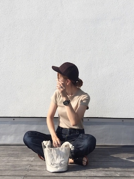 「H&M（エイチ・アンド・エム）のアイテム（キャップ）」を使った、cota_raさん（レディース・168cm）の夏コーディネート